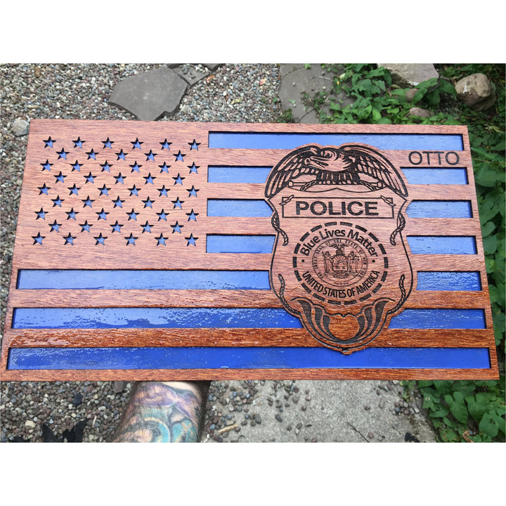 Personalized Wooden Police Flag