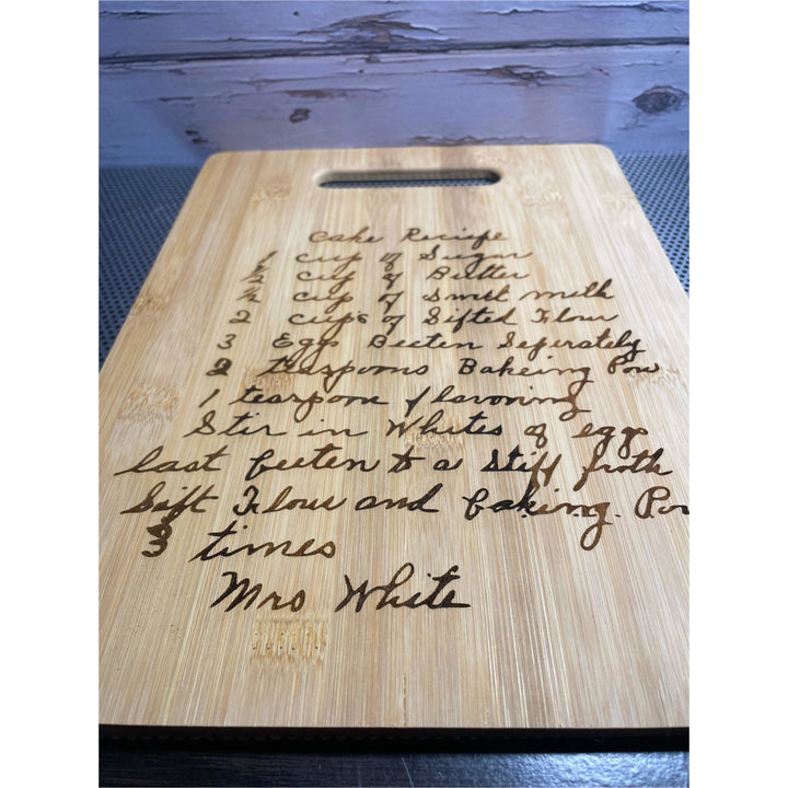 Create your own ~ One-Of-A-Kind Cutting Board With Handwritten Recipe.