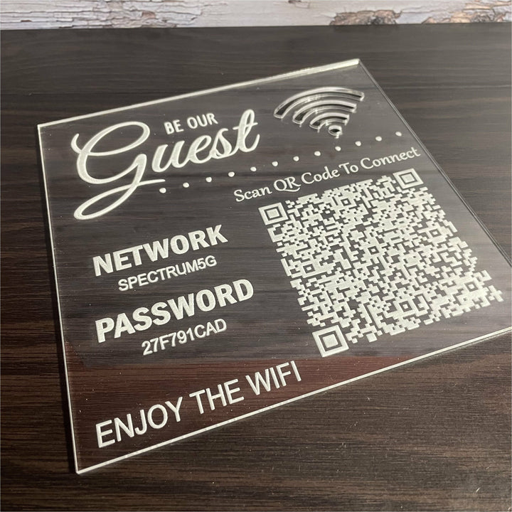 WiFi Password QR Code Wooden Sign